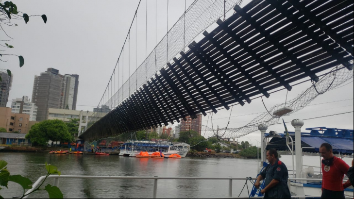 Ponte pênsil rompeu em o de Torres, em 20 de fevereiro de 2023 | Foto: Divulgação/Cobom