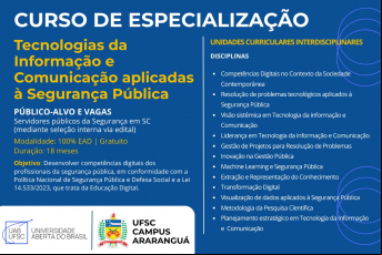 Notícia - Segurança Pública: UFSC lança curso de especialização gratuito